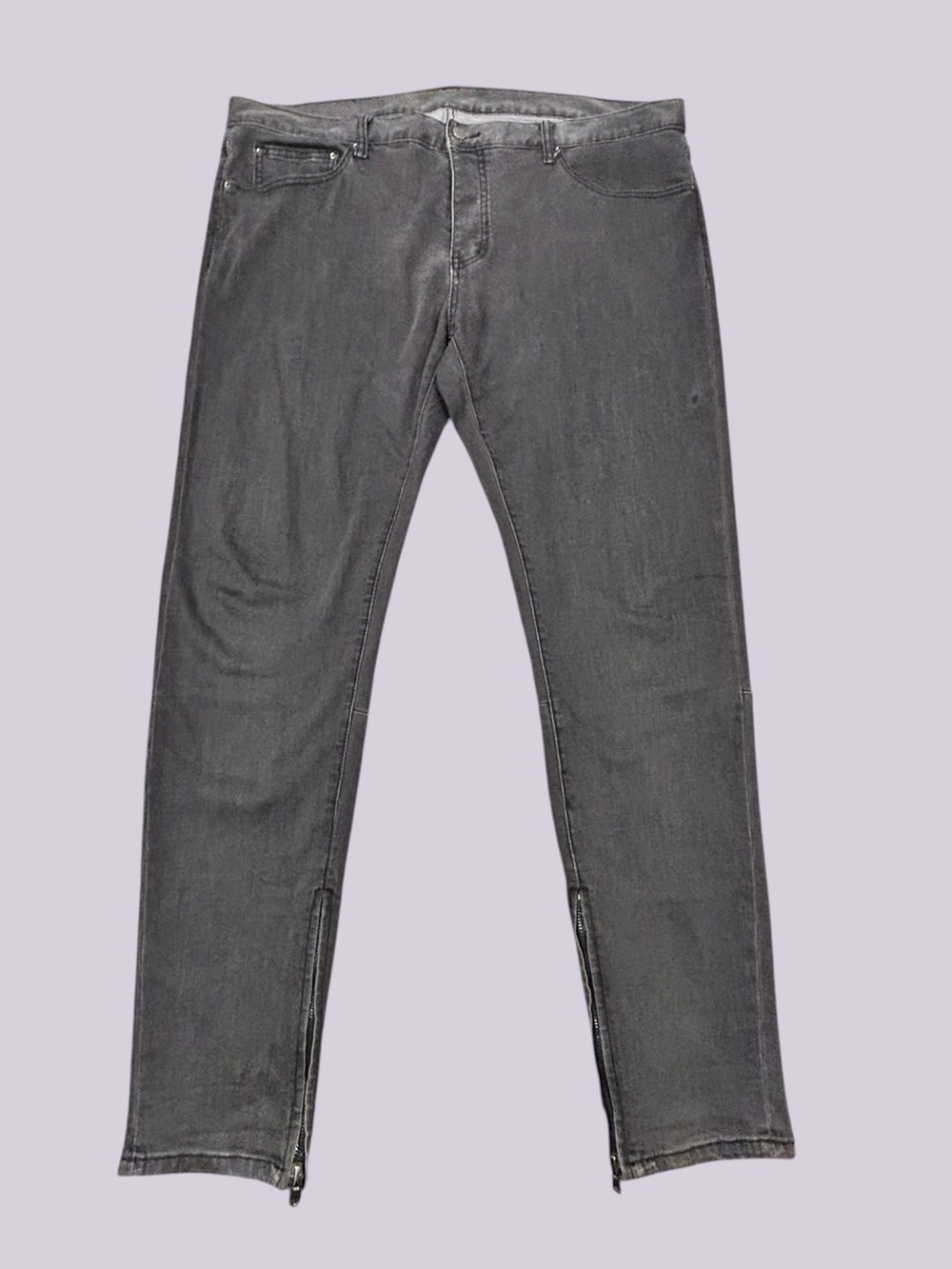 MNML Jeans Men’s Ankle Zip Moto Streetwear 40-42x34 Washed Charcoal Dark Gray
